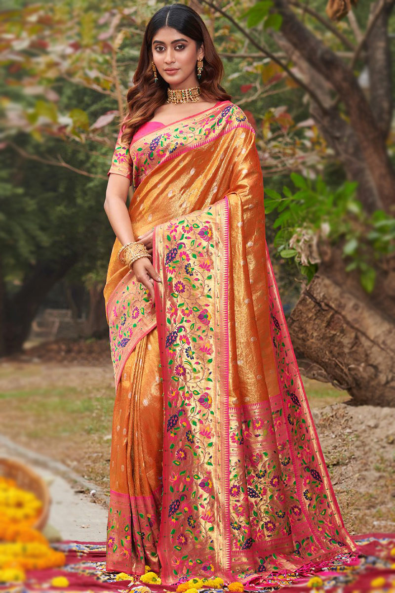 Beautiful Art Silk Saree Woven Designer Print With Blouse - Urban Libaas