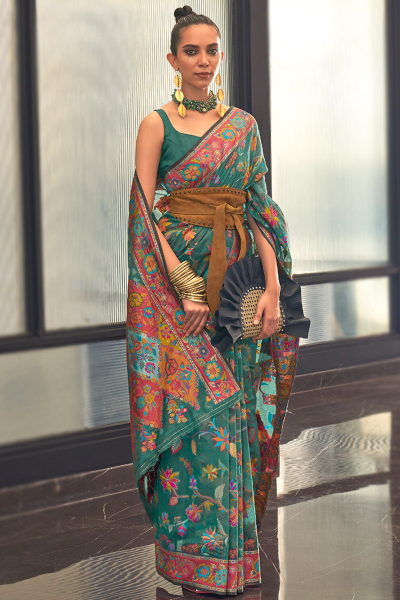 Wedding Boutique Online Woven Cotton Silk Dark Green Handloom