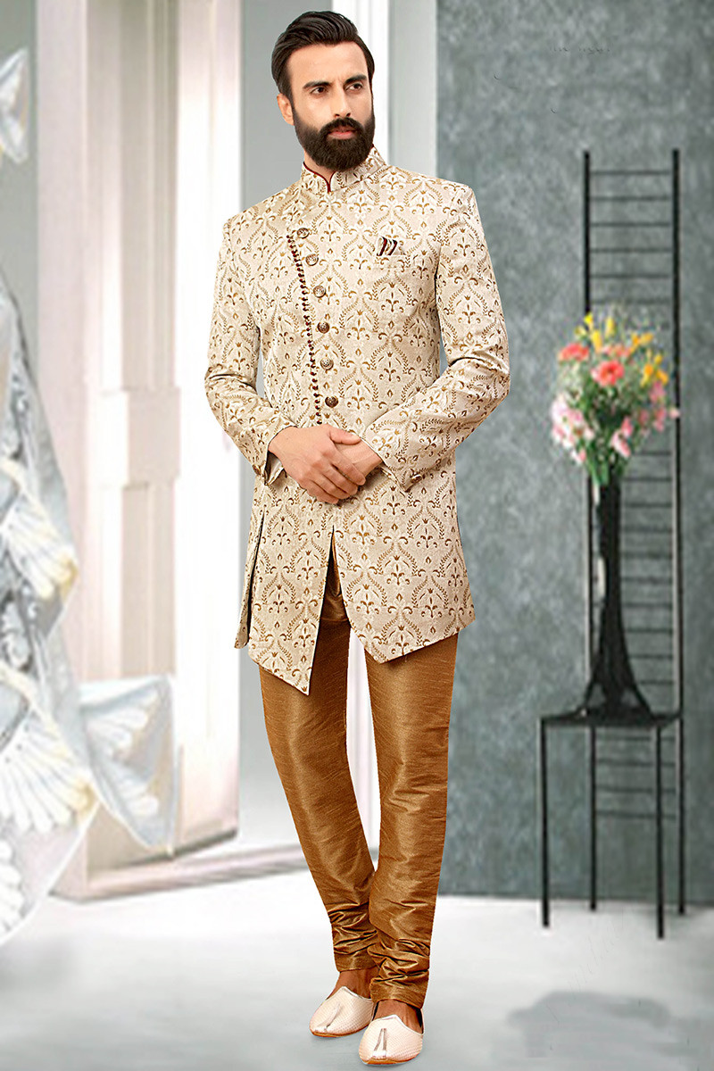 Beige colour sherwani top