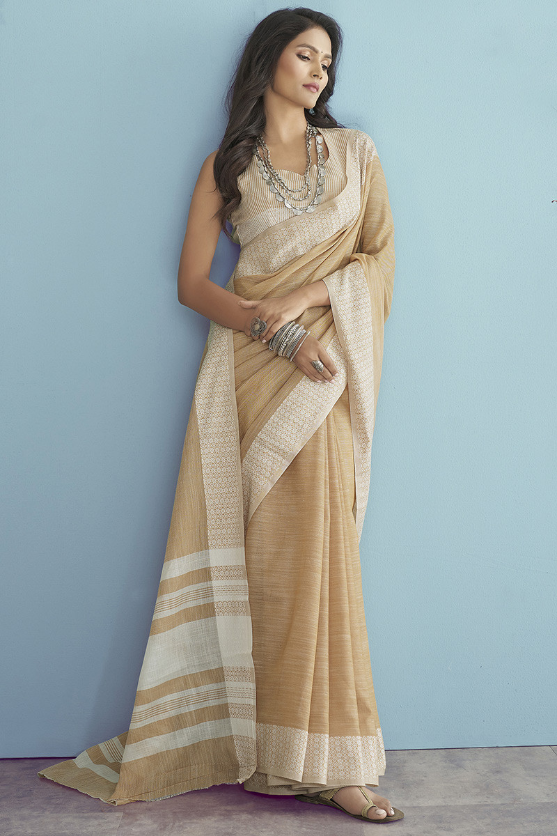 Linen party top wear sarees