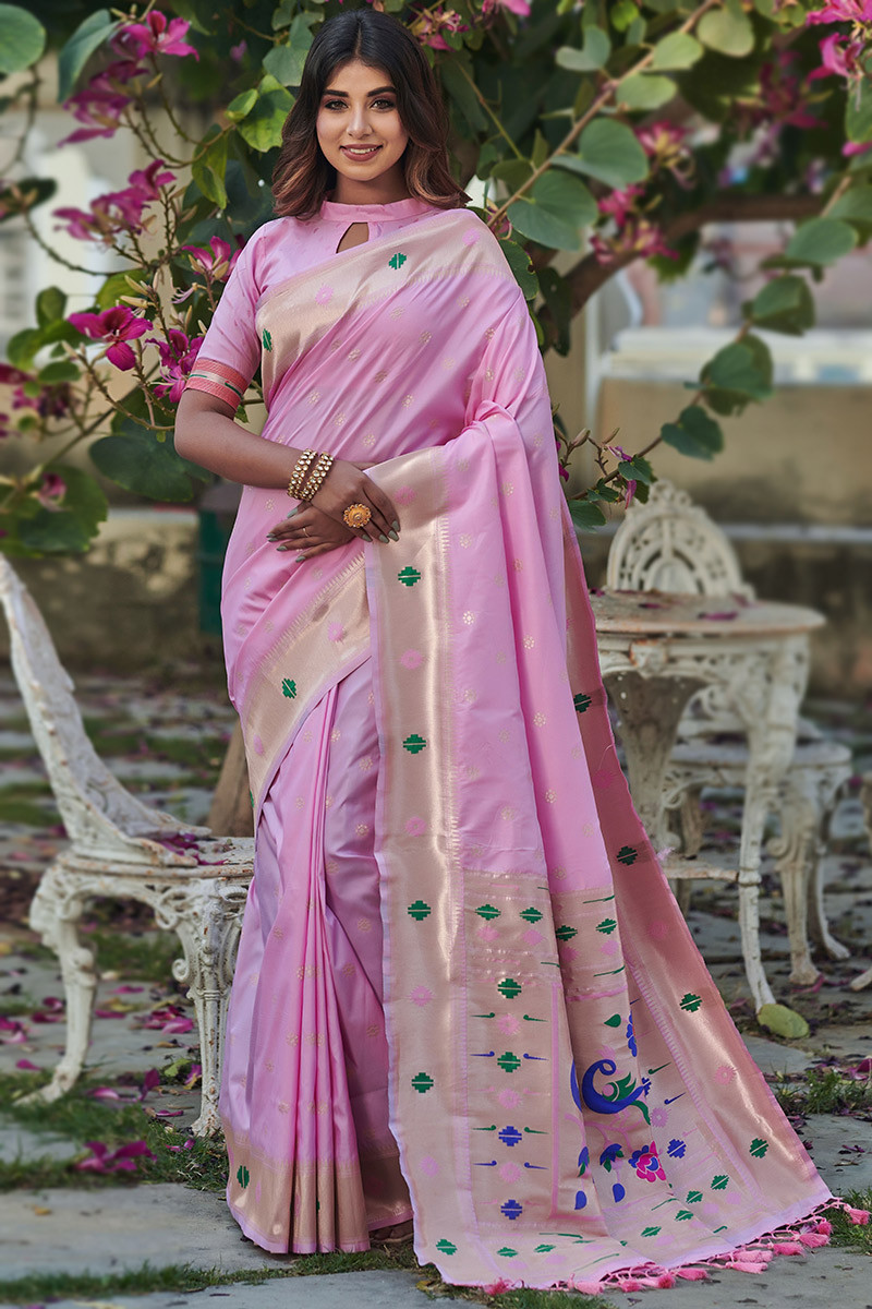 Party Wear Look LAVENDER color soft banarasi silk saree collection