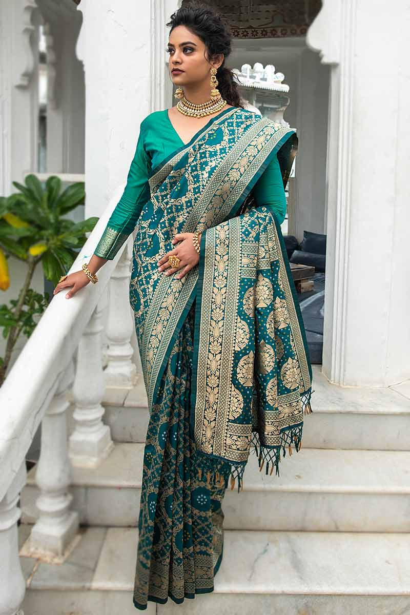 Green Indian Bridal Wedding Saree Viscose Fabric SRYMK9604 –  ShreeFashionWear