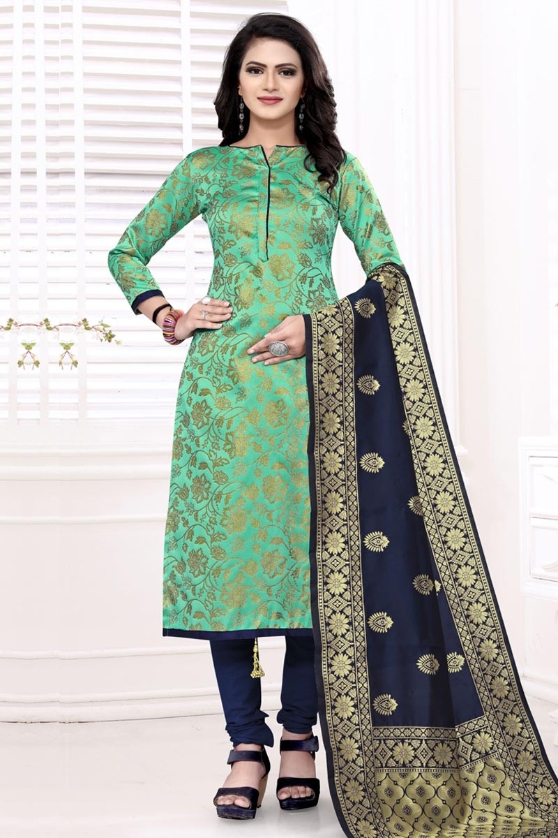 Brocade Mint Green Churidar Suit LSTV08849