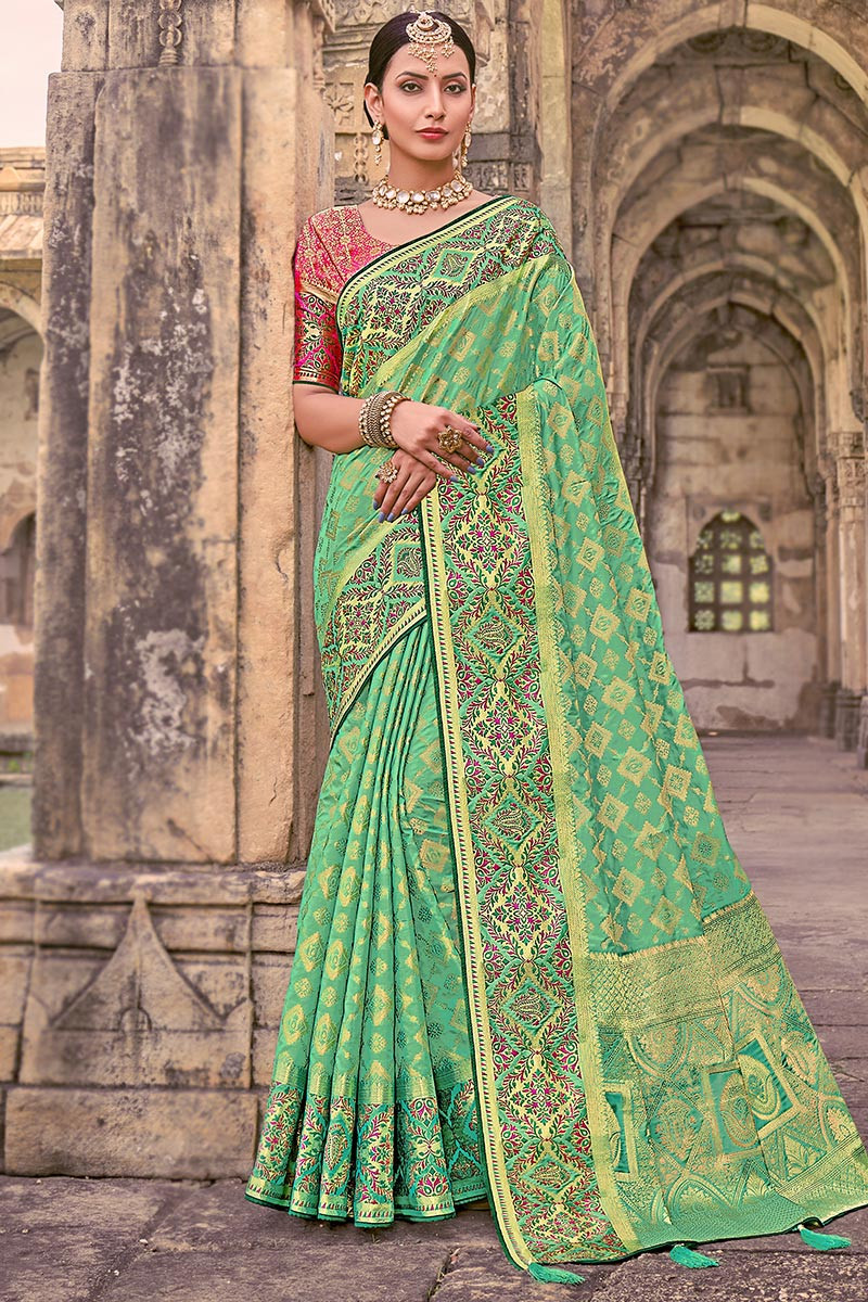 The Passion Vastra Silk Saree Lime Green – Sarha