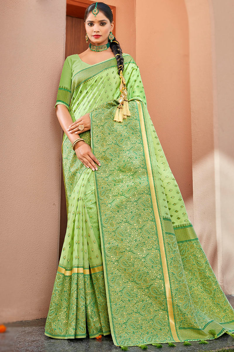 Light green wedding saree top