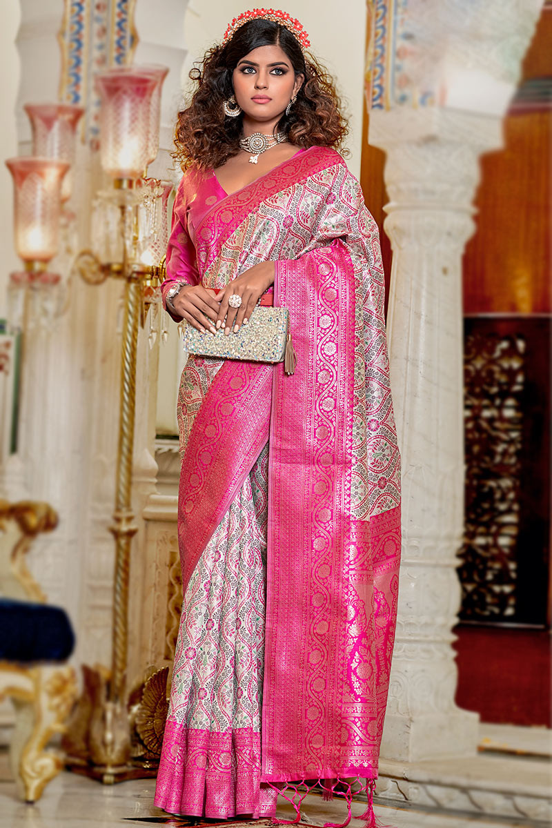 Silk on sale saree attire