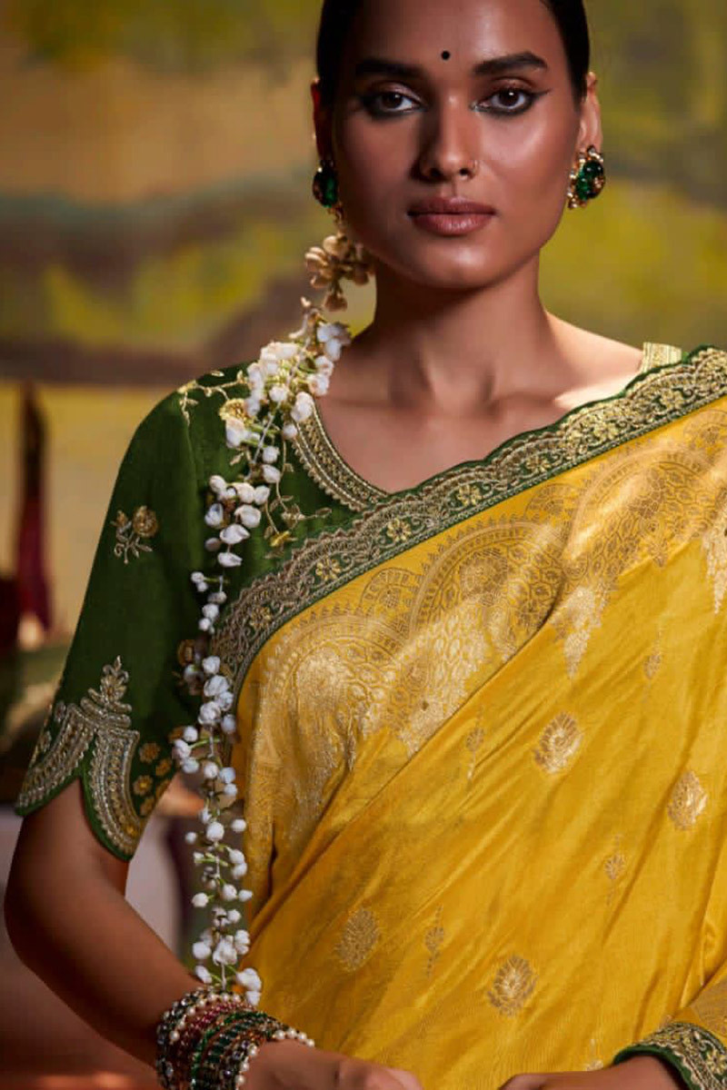 Yellow outlet party saree