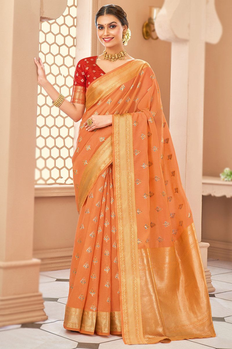Orange wedding saree best sale