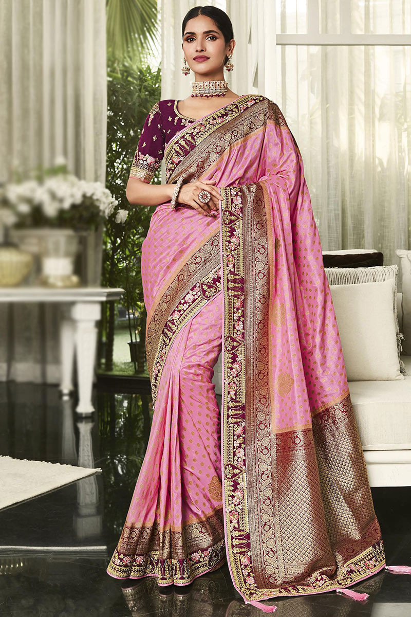 Baby Pink Colour 494 Colours Wholesale Designer Party Wear Saree Catalog  494 D - The Ethnic World