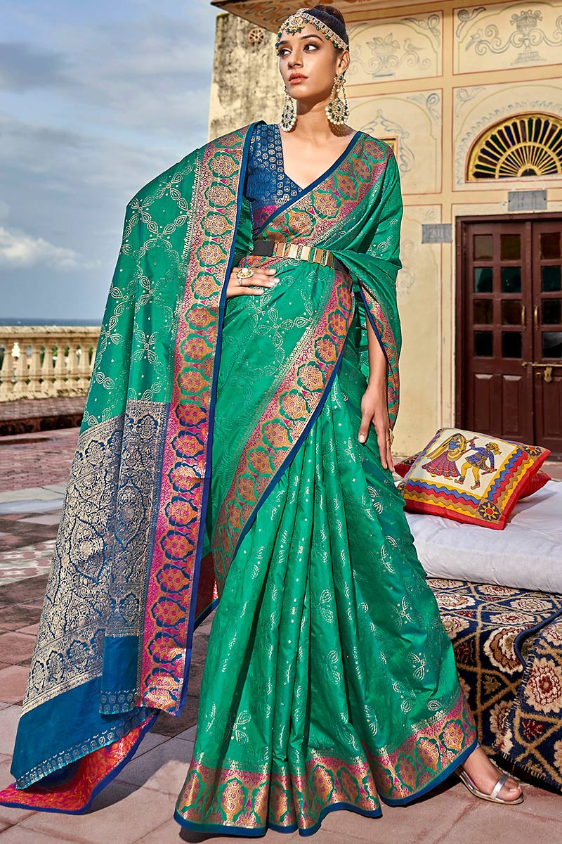 Peacock Green Color Silk Georgette Saree - Tariq Collection Yf#21224 at Rs  4600.00 | Georgette Sarees | ID: 2849081326848
