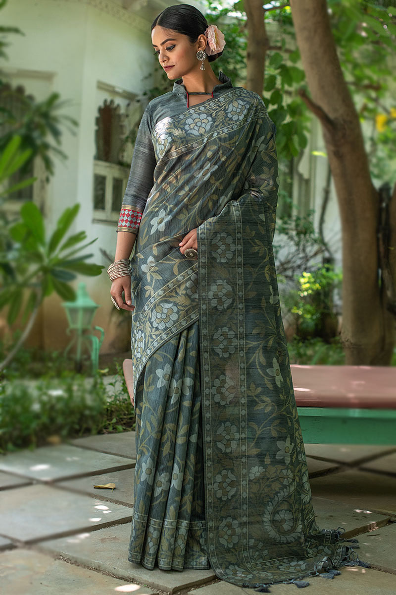 Tussar silk outlet wedding sarees