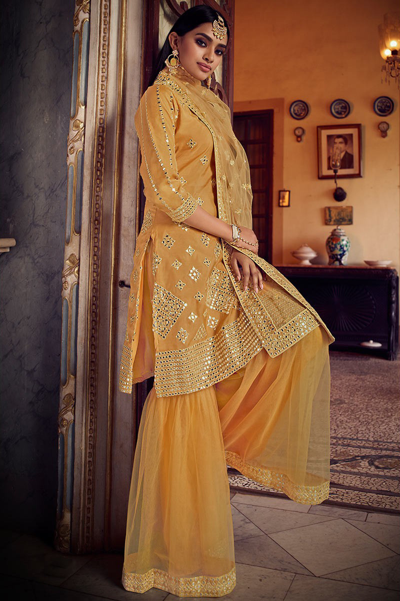 Sharara new arrivals suit yellow
