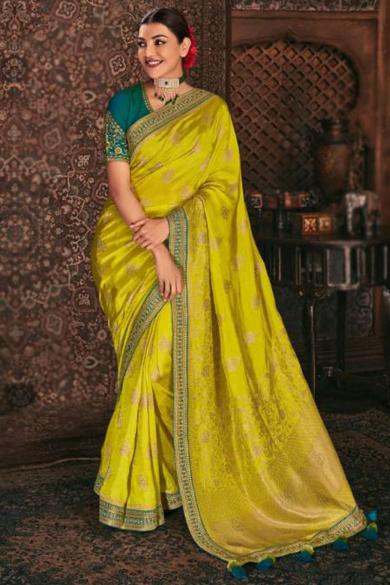 A Celebration of Art and Craftsmanship: Banarasi Pink & Yellow Silk Sarees  – Sareeko