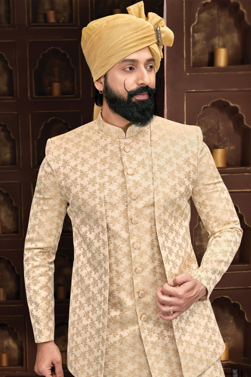 Buy Prom Plus Size Suits Dupion Silk Gold Men Sherwani MSTV0407
