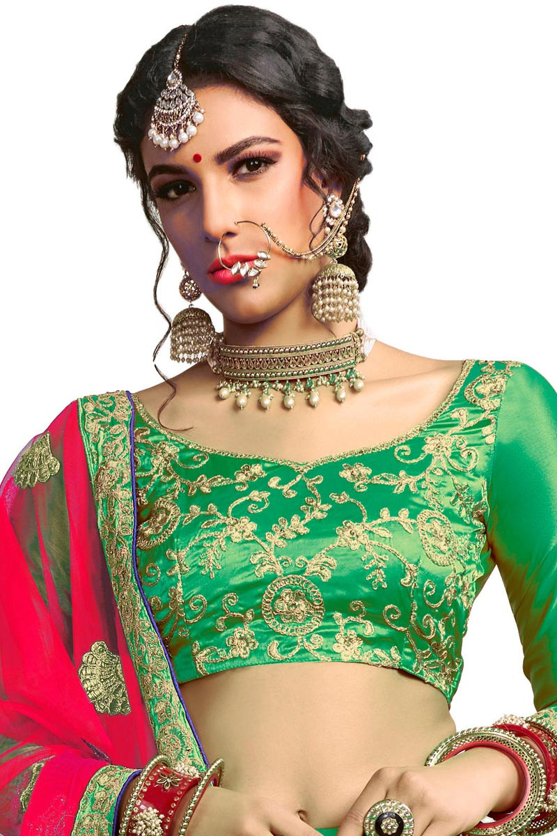 Dusty Mint Green Designer Heavy Embroidered Bridal Lehenga | Saira's  Boutique