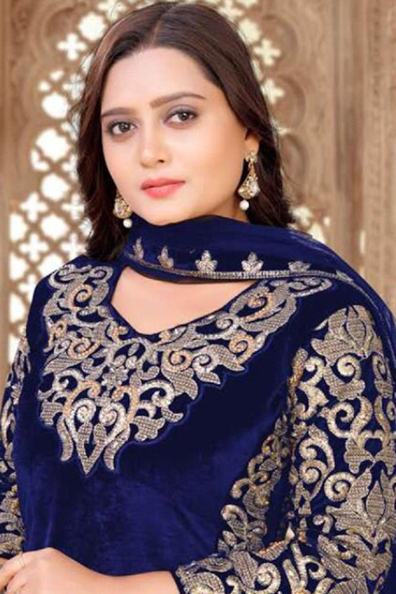 Royal blue churidar suit discount