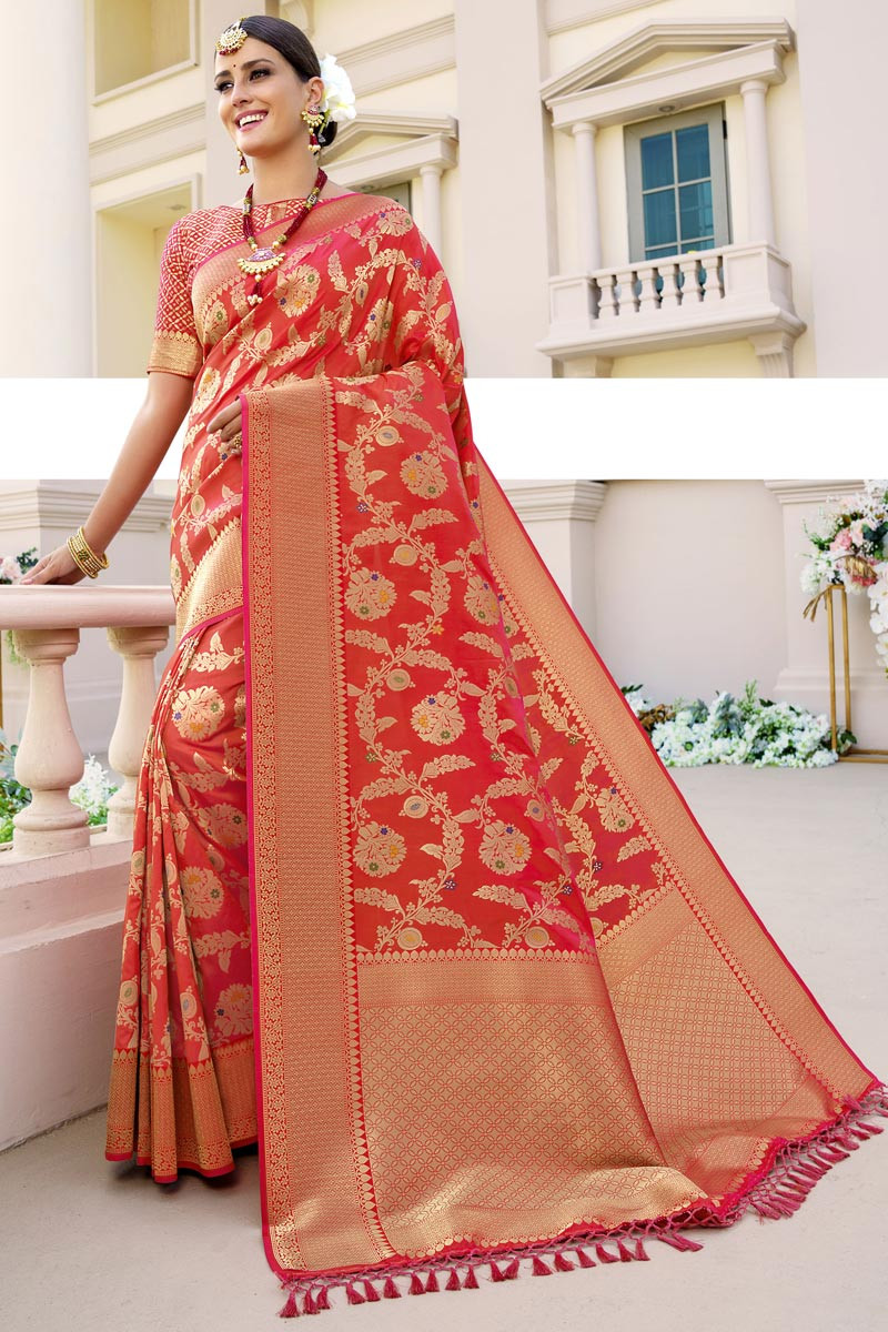 Buy Stylish Red Banarasi Sarees Collection At Best Prices Online