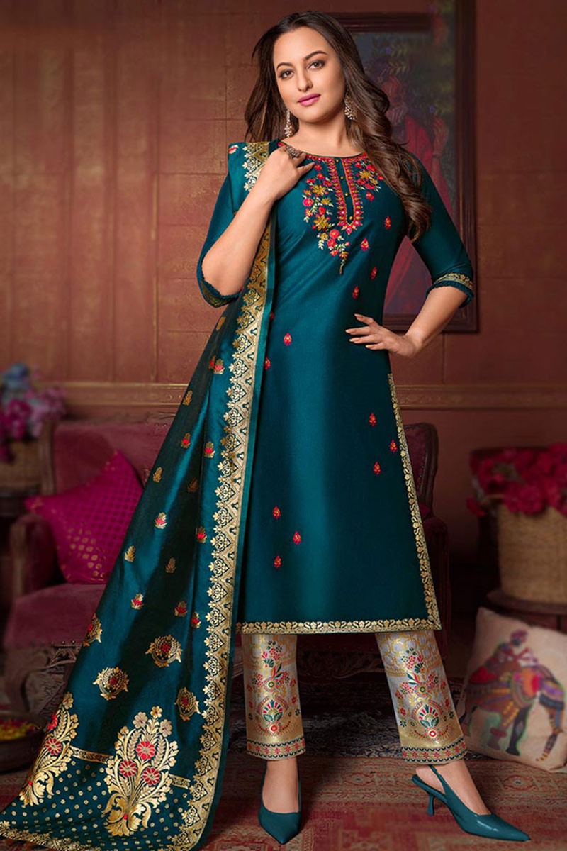 blue silk suit design