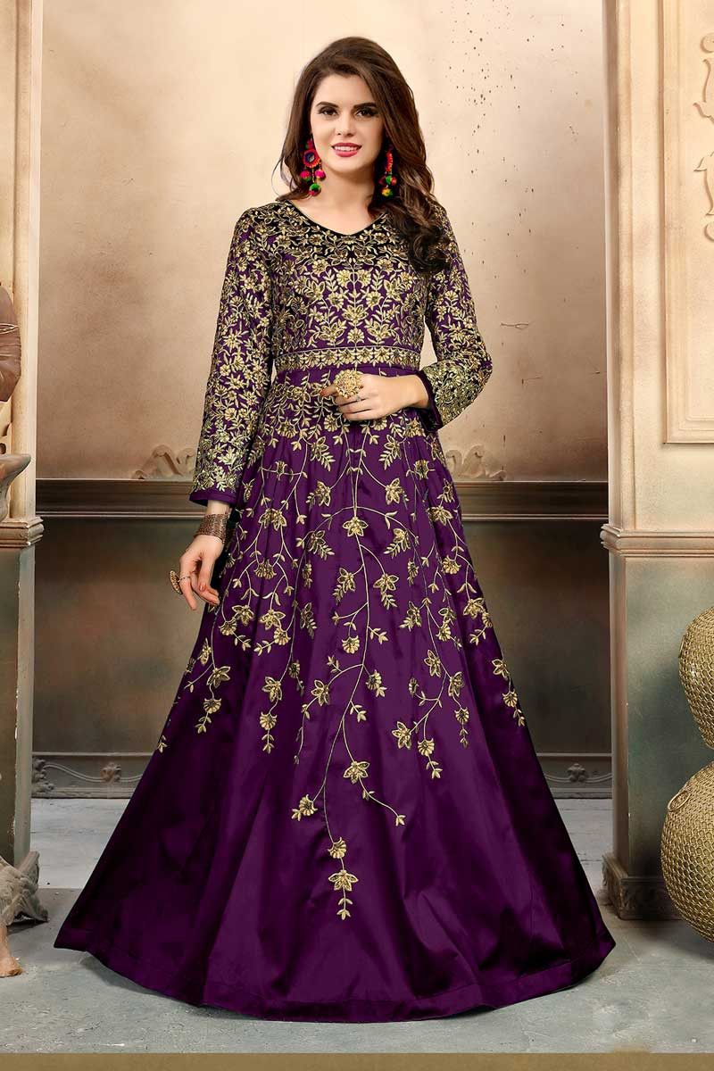 purple anarkali gown