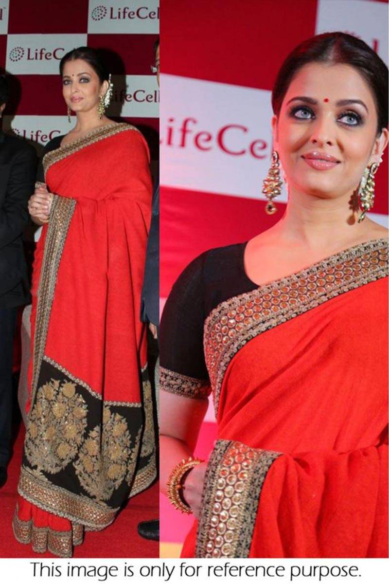 By aishwarya Rai Bollywood designer online sarees Shop , Red georgette ...