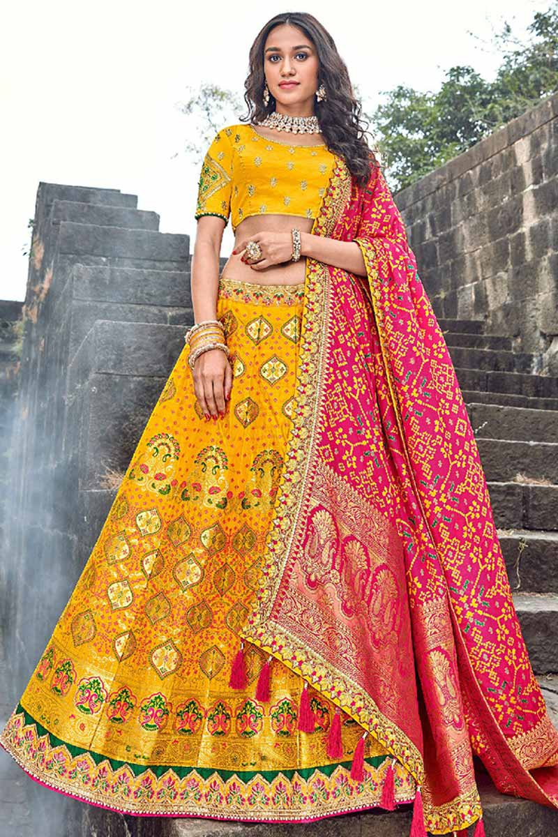 Lehenga in yellow colour Clearance