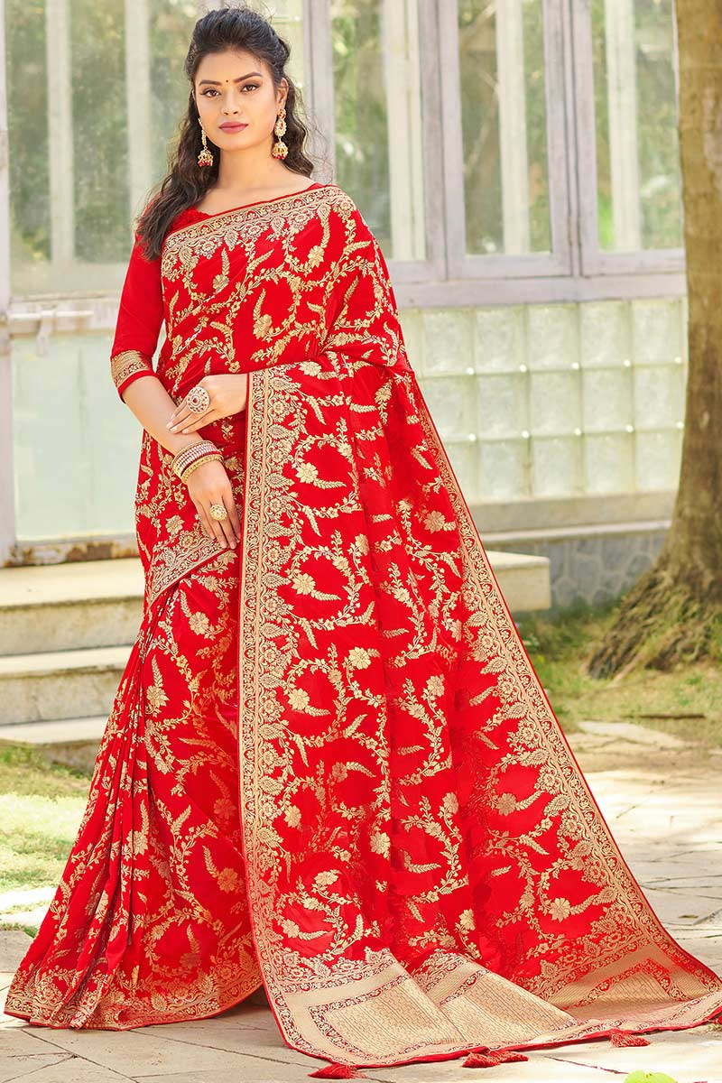 red colour wedding saree
