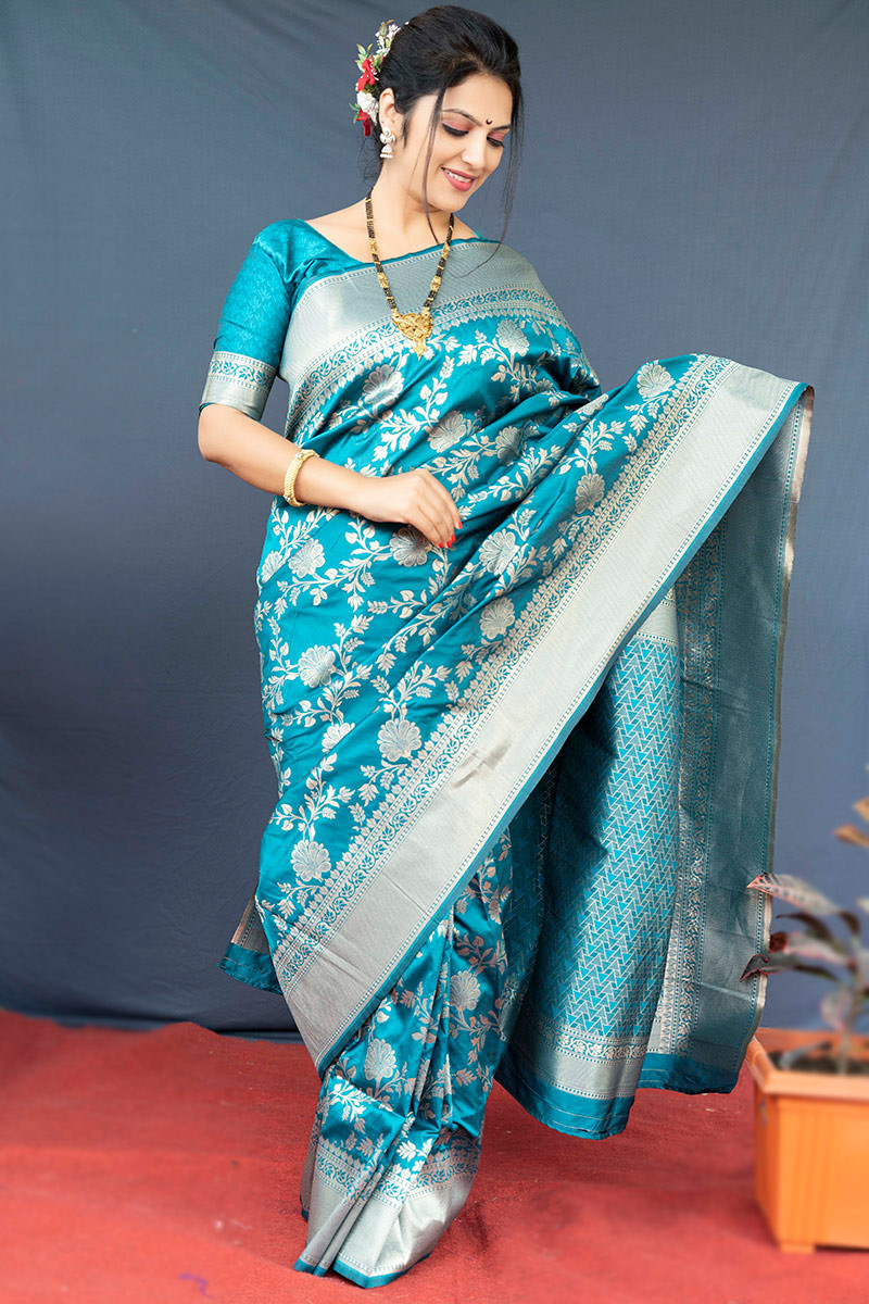 Banarasi Silk Sky Blue Saree|SARV148818