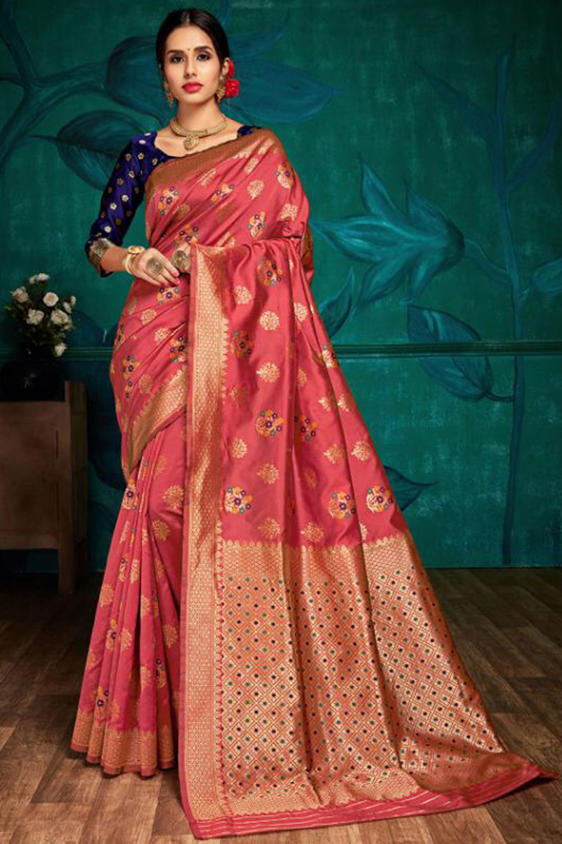rose wedding saree