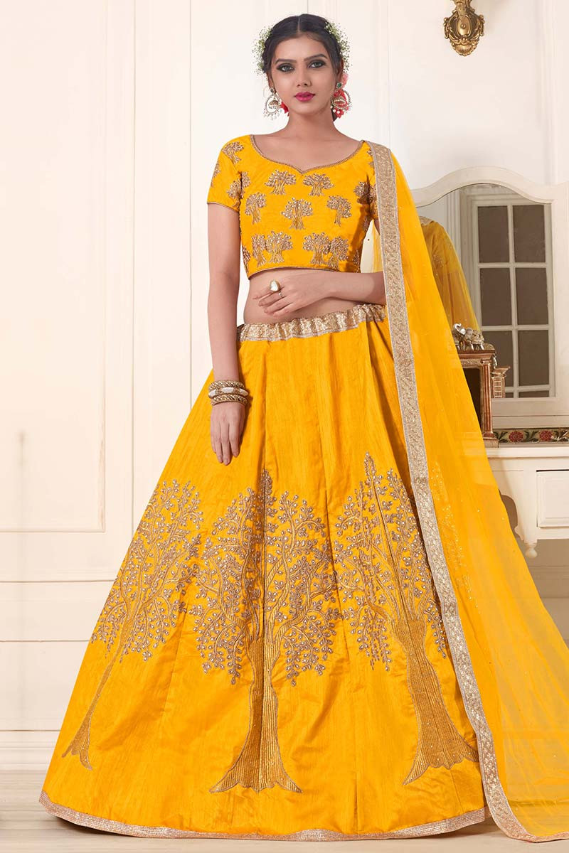 Buy Banglori Silk Lehenga Choli In Turmeric Yellow Colour Online -  LLCV01135 | Andaaz Fashion