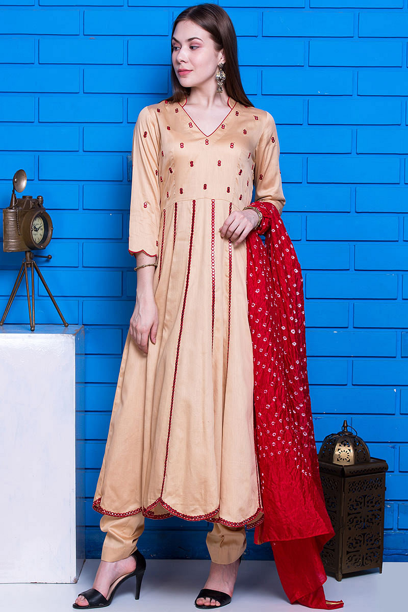 silk cotton anarkali dress