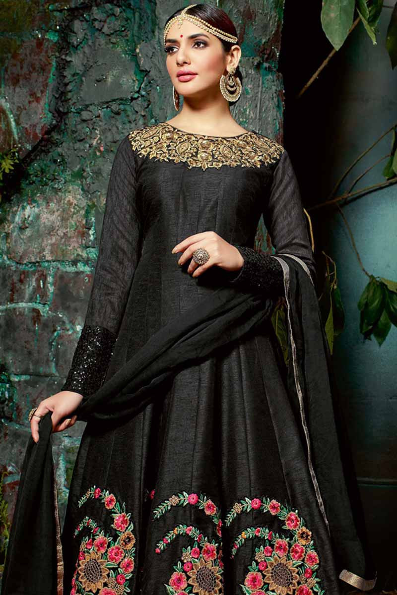 black silk anarkali