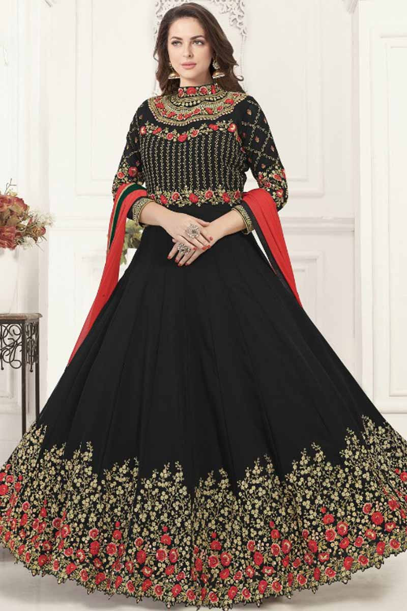 Buy Black Anarkali Suit With Embroidered Online - LSTV02431 | Andaaz ...