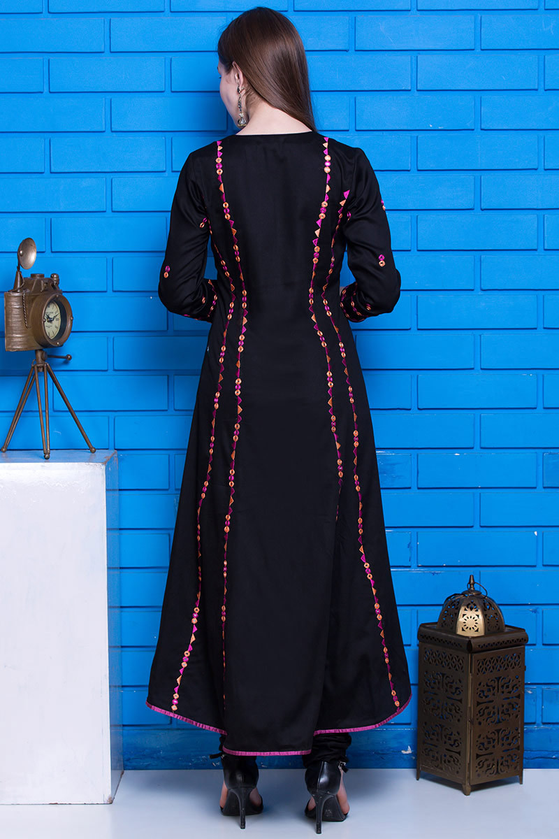 black cotton anarkali dress