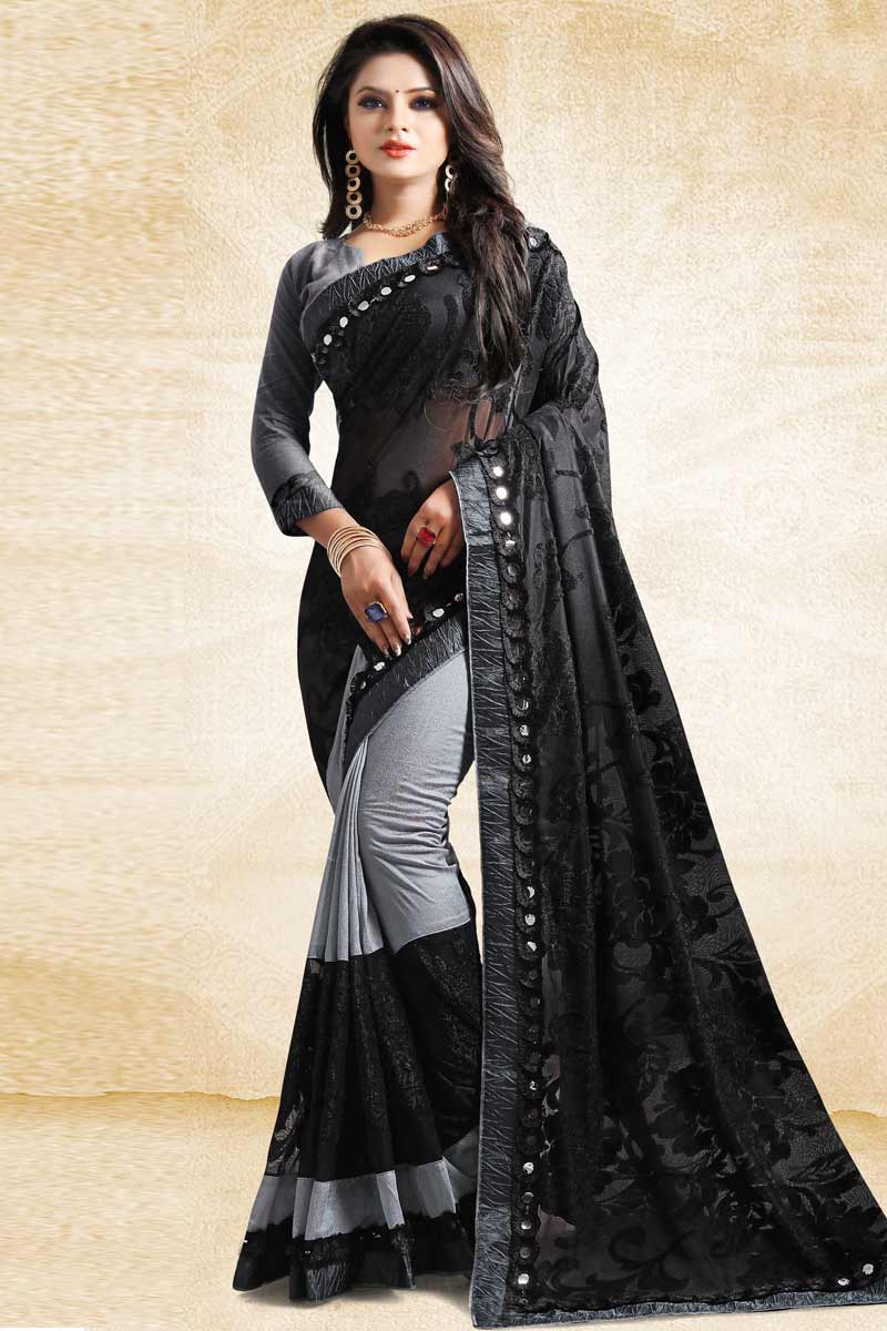 black saree party wear for girl