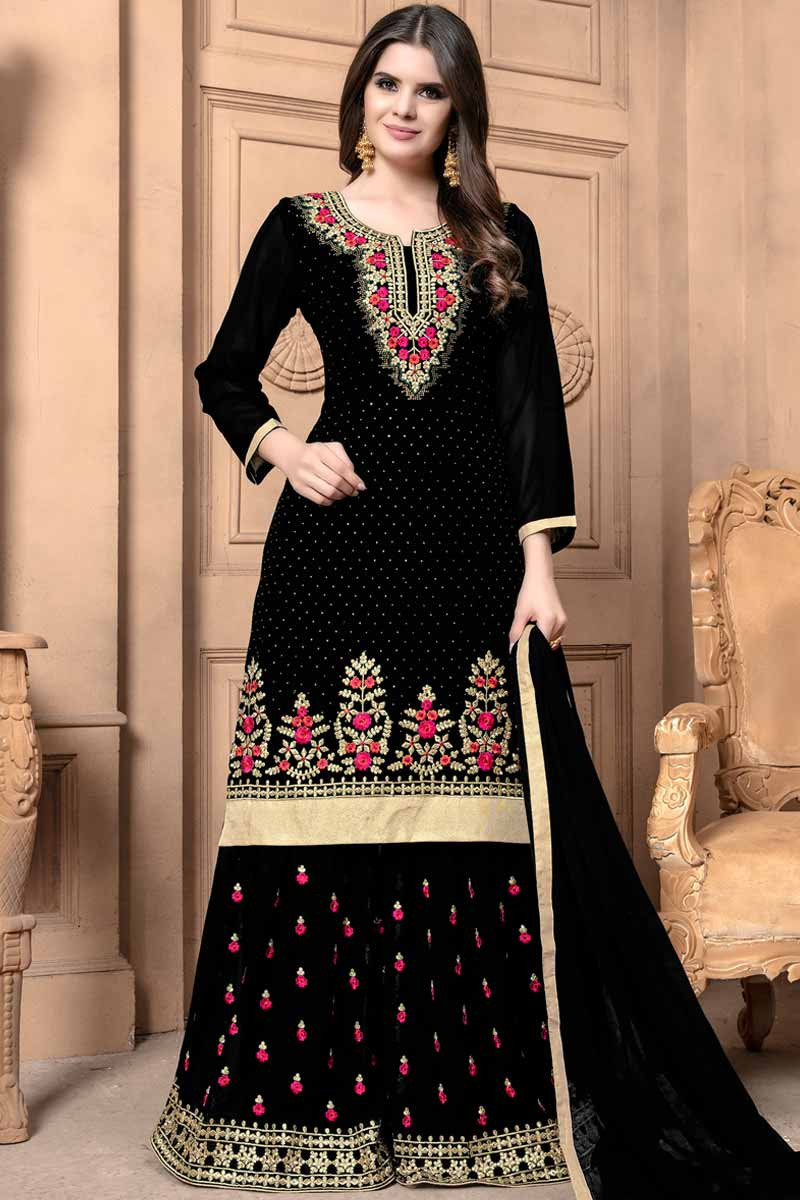 black colour sharara suit