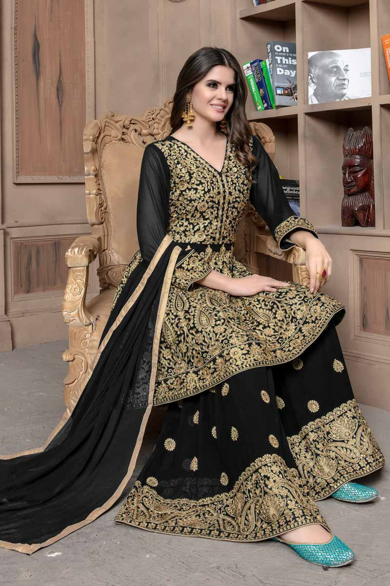 black sharara suit online