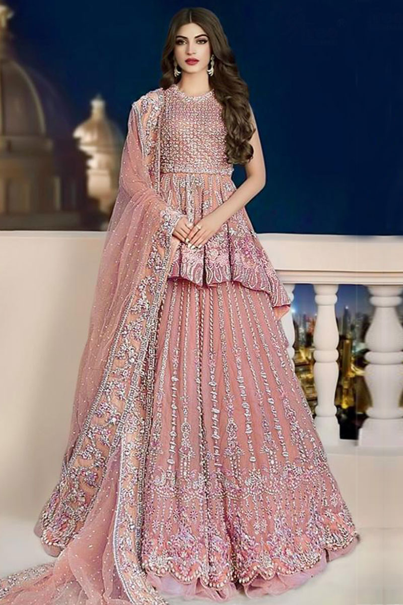 Blush pink lengha Clearance