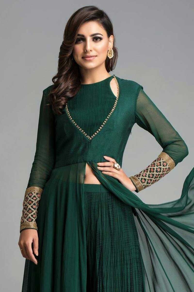 green anarkali dress
