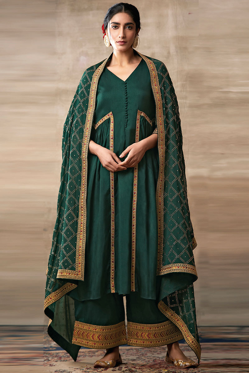 Black Green Organic Cotton Palazzo main image 1