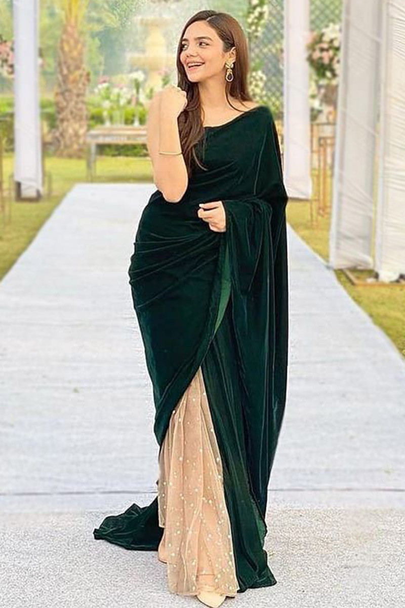 Update more than 84 velvet party wear sarees latest