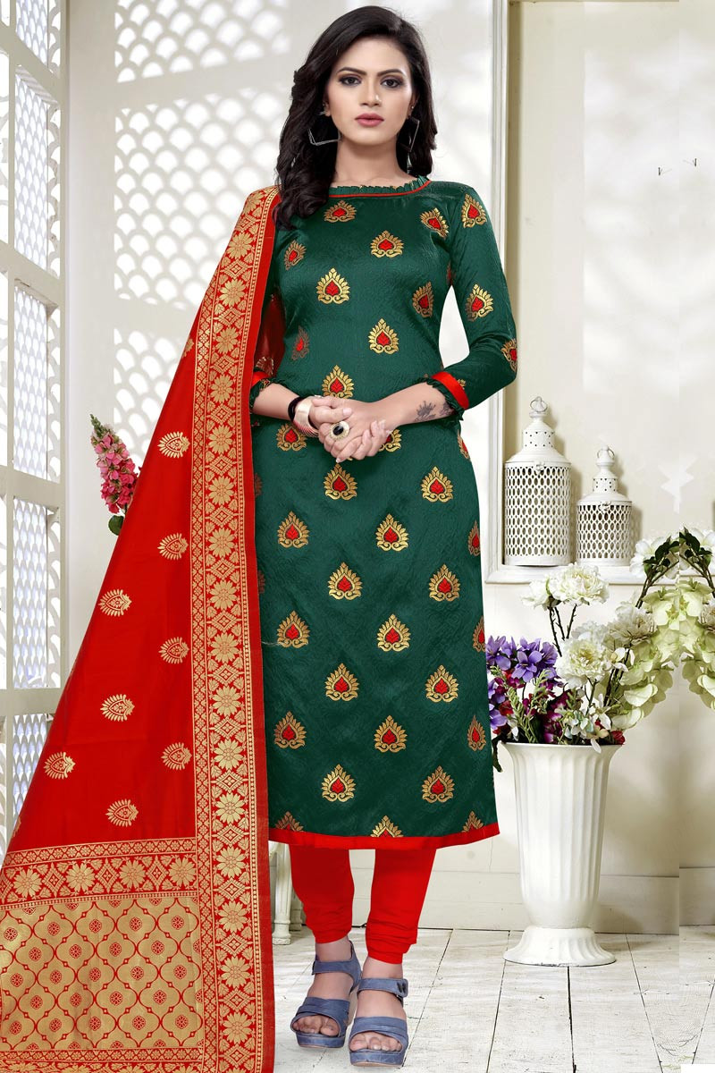 dark green churidar material