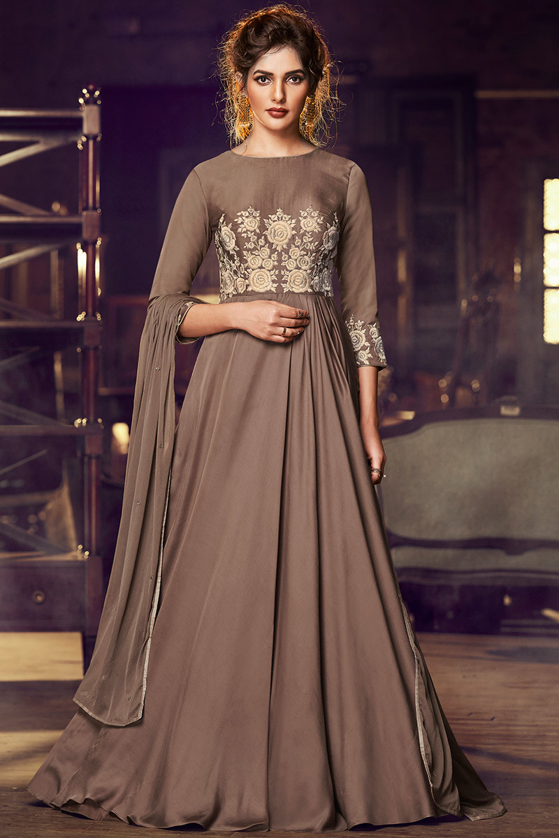 satin anarkali suits