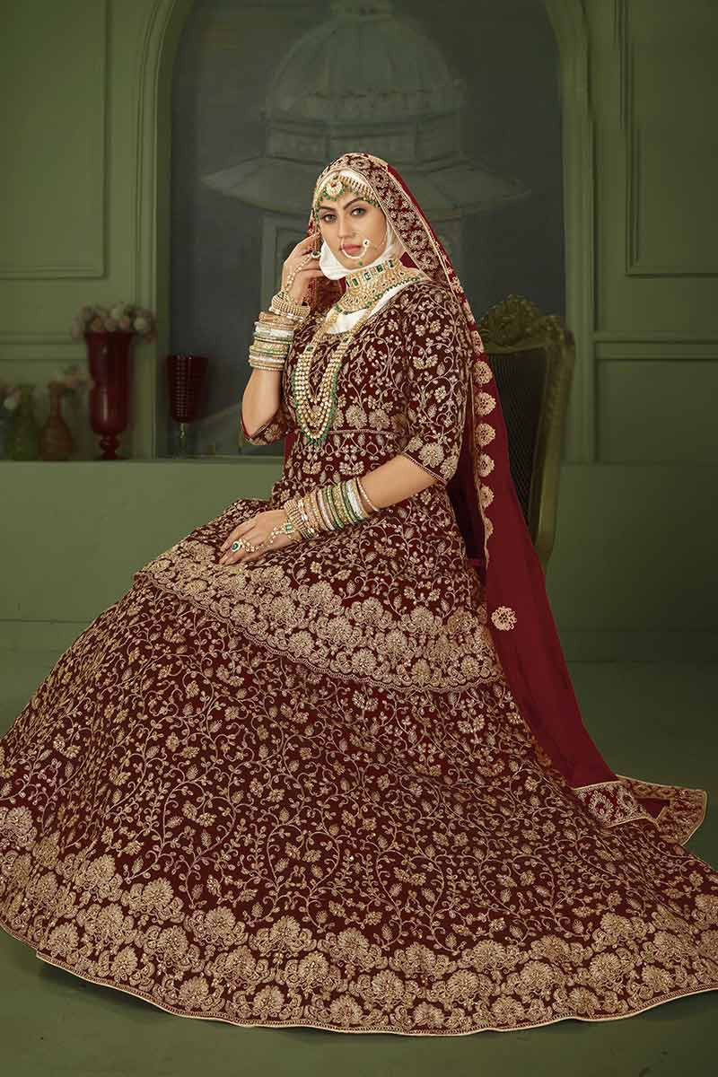 Heavy Designer Bridal Wear Lehenga Choli - Stylecaret.com