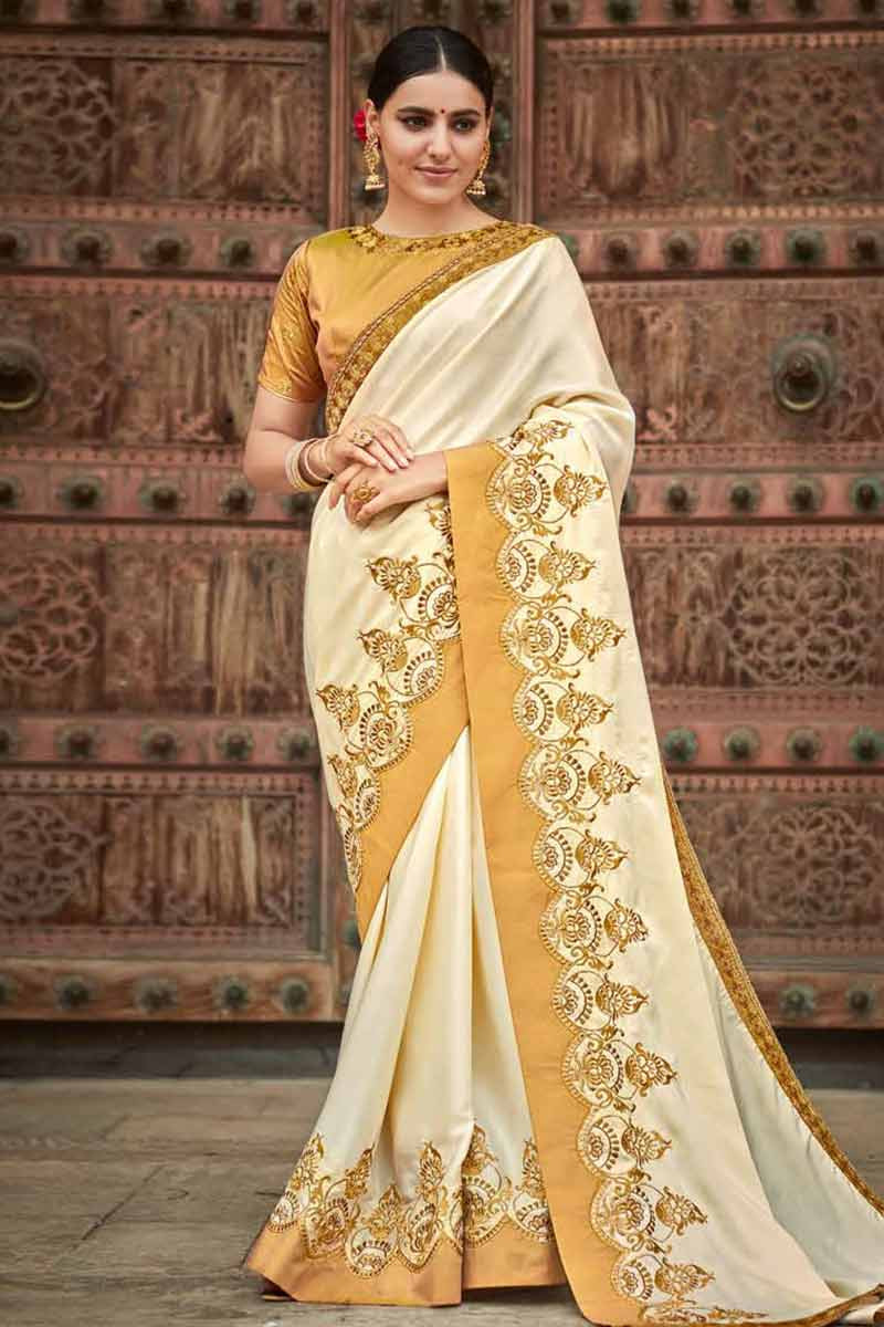 Buy Champagne Color Silk Saree With Silk Blouse Online - SARV01326 ...