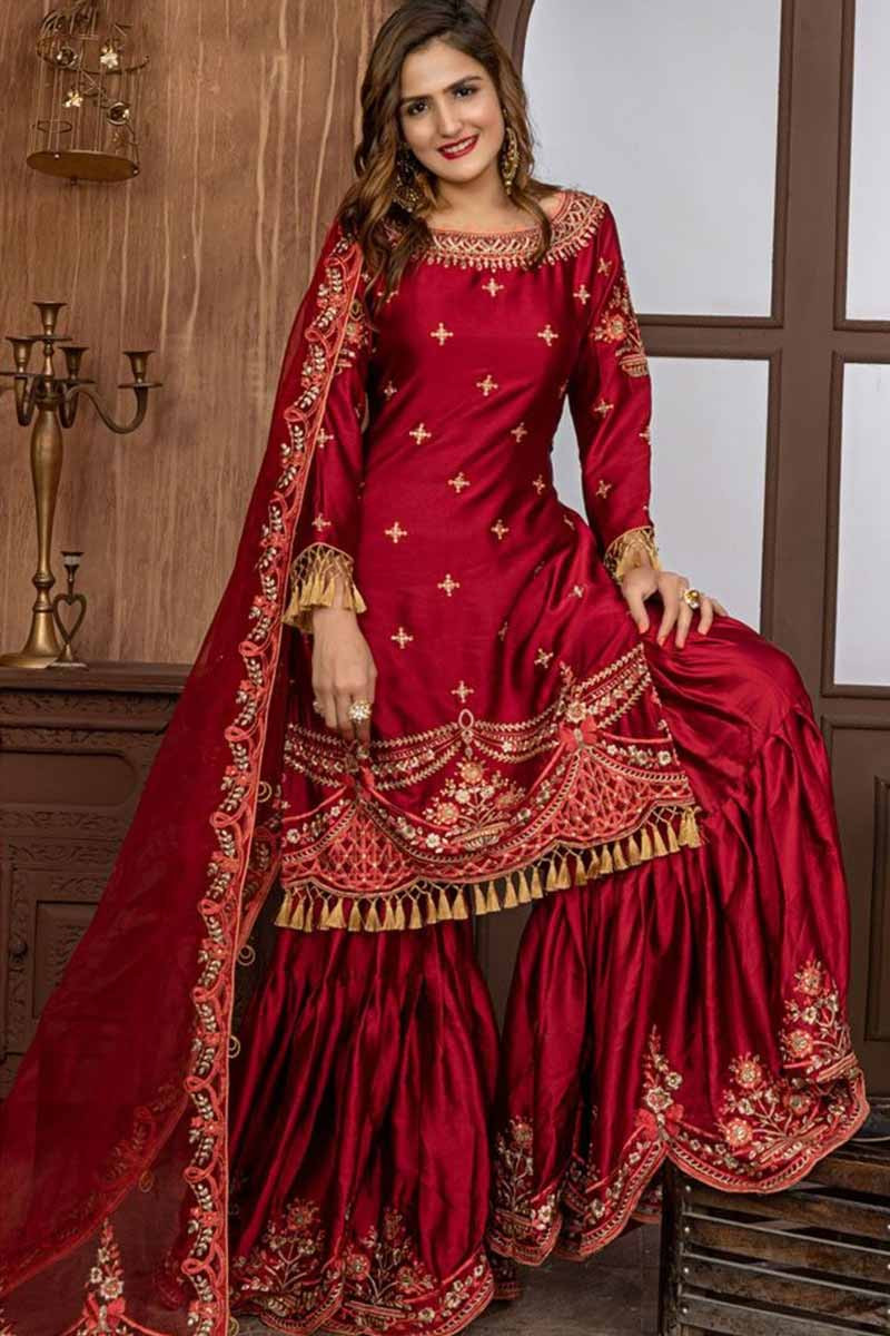 sharara suit in silk
