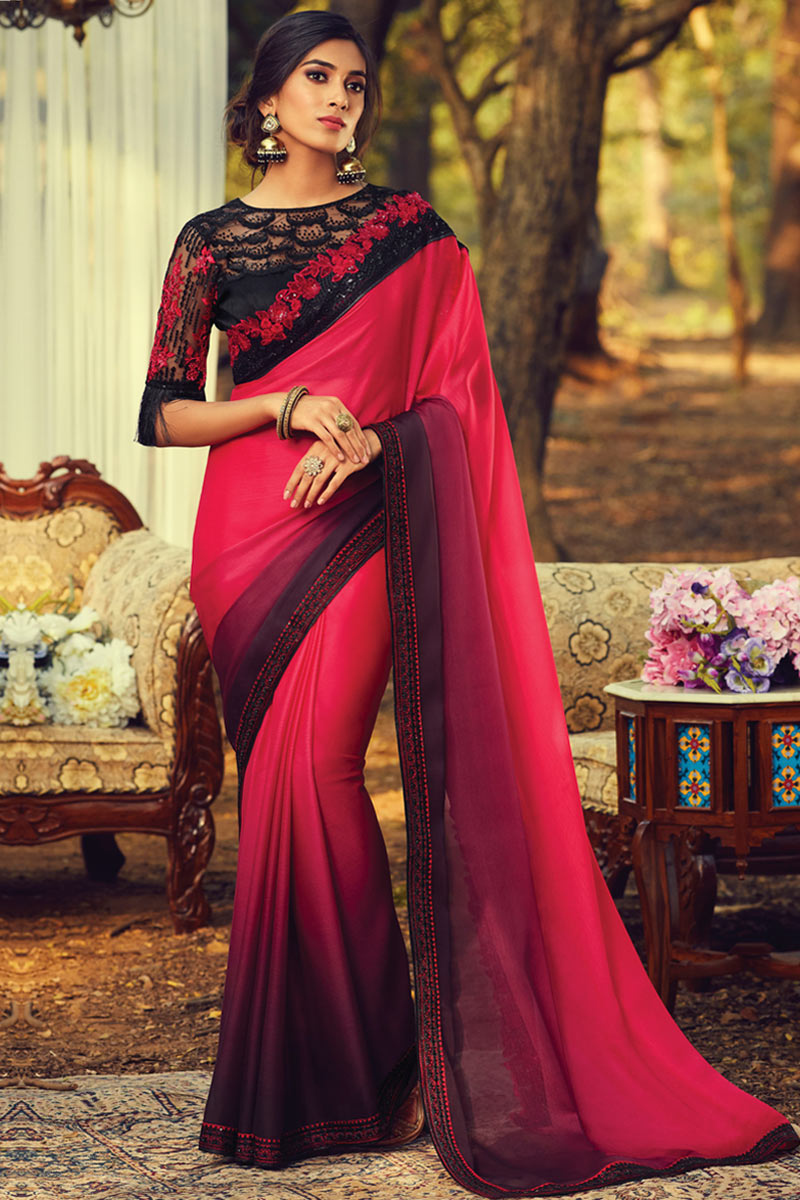 Chiffon party wear saree clearance