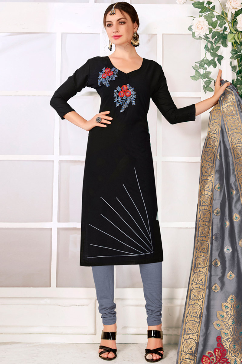 black colour long churidar