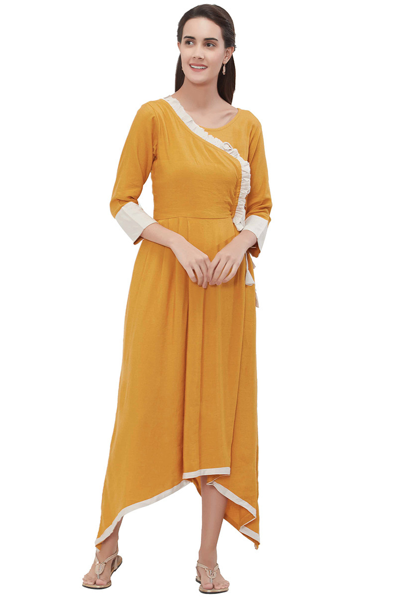 mustard yellow ethnic dress