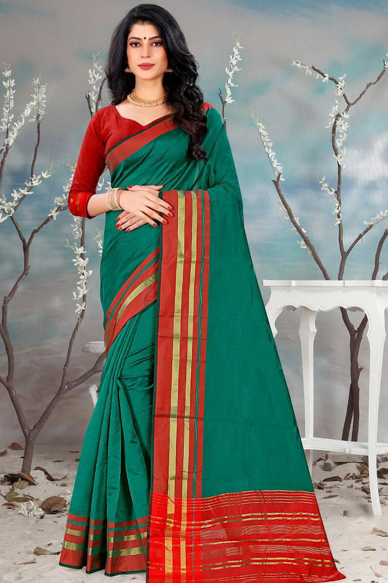 Buy Cotton Silk Casual Wear Saree In