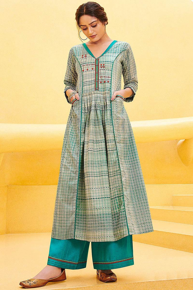 long frock kurti with palazzo